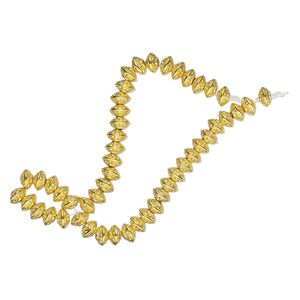 Bead 1pkg1 gold-plated "pewter", 6x3mm-7x4mm textured saucer, 7 inch
