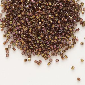 Seed bead, Delica&reg;, glass, pkg/250g, #11 round, translucent rainbow gold luster cinnamon (DB-0126).