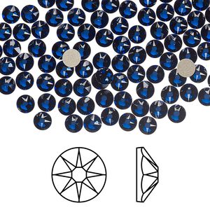 Flat back 1440pk dark sapphire foil back, Swarovski&reg; ReCreated&trade; 3.8-4mm rose round SS16 2088