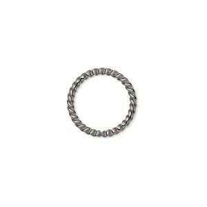 Jump ring 1pkg100 gunmetal-plated, 15mm twisted round, 16 gauge / 12.6mm inside diameter / brass