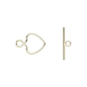 Clasp toggle 1pkg1 14Kt gold-filled, 11x10mm heart, 1-strand