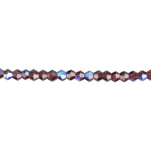 Bead 1pk 16 facets translucent amethyst purple AB, Celestial Crystal&reg; 3mm bicone 15.5-16 inch