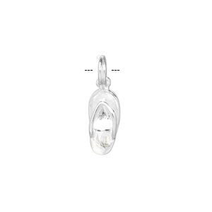 Charm, sterling silver, 15x8mm sandal. Sold individually.