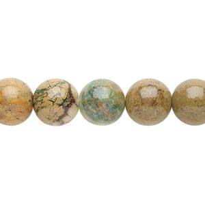 Verdite 1pkg1, round bead natural 15.5-16 inch 10mm