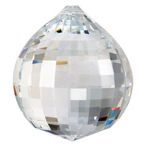 Suncatcher 40pk clear, Asfour Crystal 45x40mm top-drilled square-faceted round teardrop