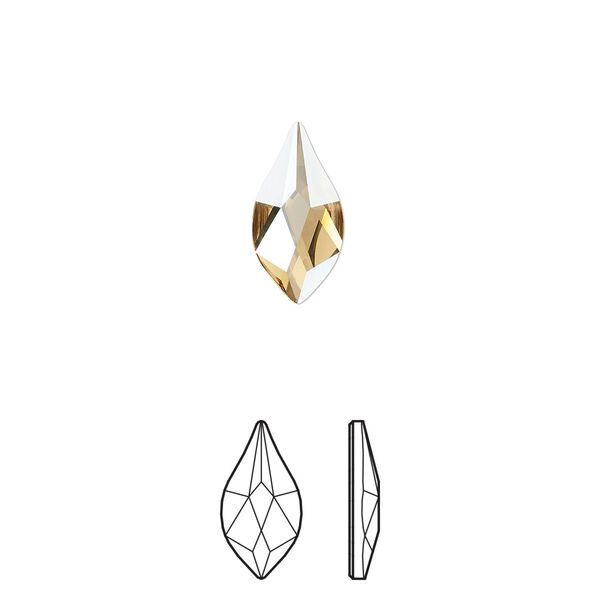 Flat back 72pk crystal golden shadow foil back, Swarovski&reg; 14x7mm flame 2205 image number 0