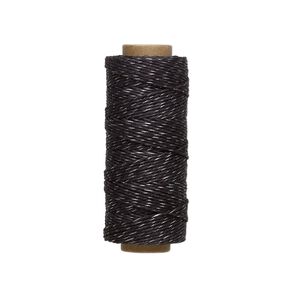 Cord, Hemptique&reg;, polished hemp, metallic black/silver, 1mm, 20-pound test. Sold per 205-foot spool.