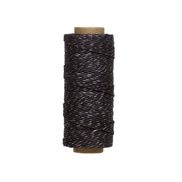 Cord, Hemptique&reg;, polished hemp, metallic black/silver, 1mm, 20-pound test. Sold per 205-foot spool. image number 0