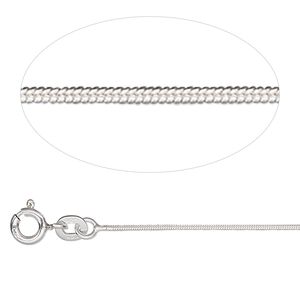 Chain 1pkg1 sterling silver snake, 0.8mm / springring clasp, Gossamer&trade; 16 inch