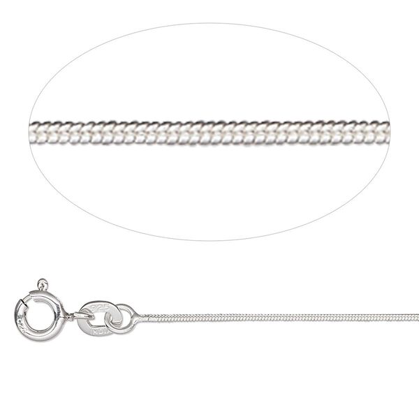 Chain 1pkg1 sterling silver snake, 0.8mm / springring clasp, Gossamer&trade; 16 inch image number 0