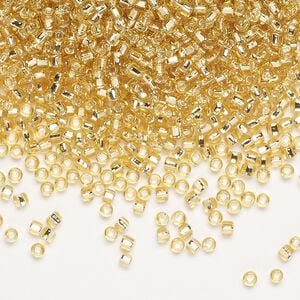 Seed bead, Dyna-Mites&trade;, glass, pkg/1/2kg, #11 round, transparent silver-lined light gold, (63:SR 11/0 SR).
