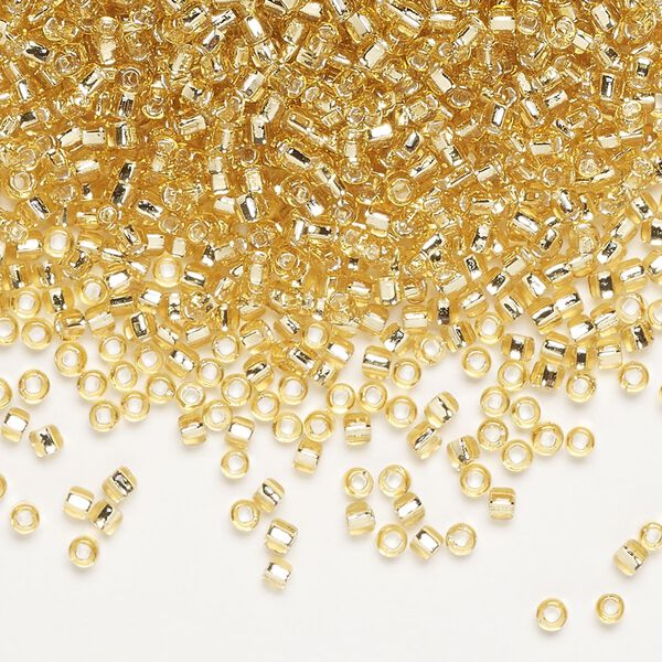 Seed bead, Dyna-Mites&trade;, glass, pkg/1/2kg, #11 round, transparent silver-lined light gold, (63:SR 11/0 SR). image number 0