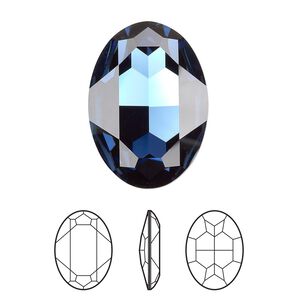 Fancy stone 1pk Montana foil back, Crystal Passions&reg; 30x22mm oval 4127