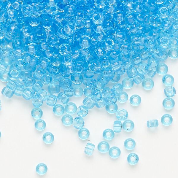 Seed bead, Miyuki, glass, pkg/50g, #8 rocaille, transparent aqua (RR-148). image number 0