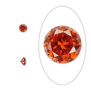 Gem, cubic zirconia, ruby red, 4mm faceted round, Mohs hardness 8-1/2. Sold per pkg of 5.
