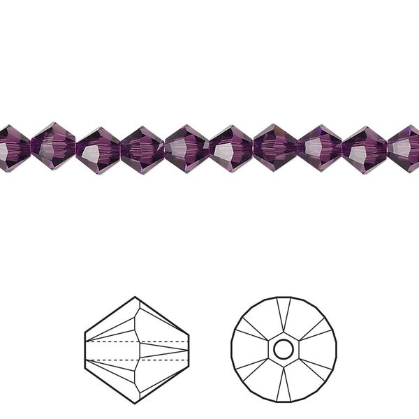 Bead 24pk amethyst, Crystal Passions&reg; 5mm bicone 5328 image number 0