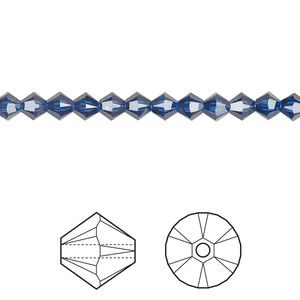 Bead 1440pk dark sapphire, Swarovski&reg; ReCreated&trade; 4mm XILION bicone 5328