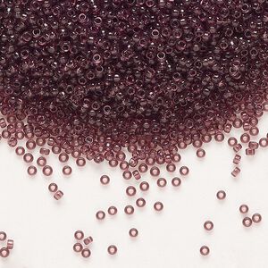 Seed bead, Miyuki, glass, pkg/250g, #15 rocaille, transparent dark smoky amethyst (RR-153).