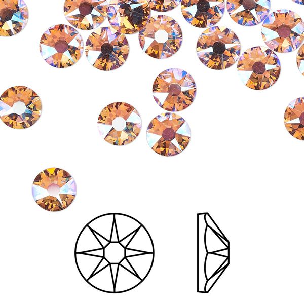 Flat back 288pk light rose shimmer foil back, Swarovski&reg; 6.32-6.5mm rose round SS30 2088 image number 0