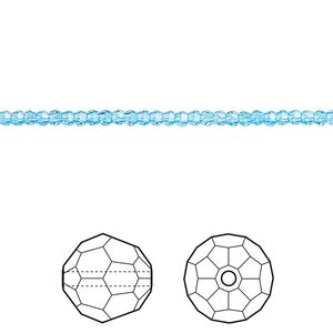 Bead 36pk aquamarine, Crystal Passions&reg; 2mm round 5000