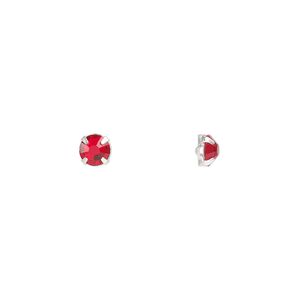 Bead 1440pk rose montees light Siam silver plate, Preciosa Czech crystal 3.8-4mm round SS16