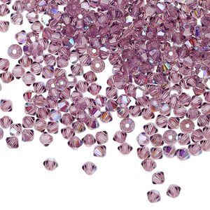 Bead 144pk amethyst AB, Preciosa Czech crystal 3mm bicone
