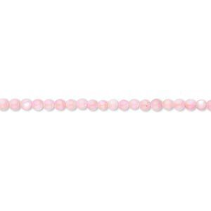 Mother-of-pearl shell 1pkg1, round bead 15.5 to 16 inch pink 2mm