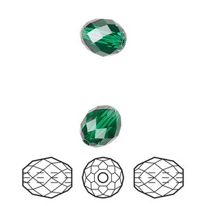 Bead 72pk majestic green, Swarovski&reg; 9.5x8mm olive briolette 5044