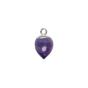 Drop 1pkg1, electroplated sterling silver and amethyst (natural), 9x8mm hand-cut acorn