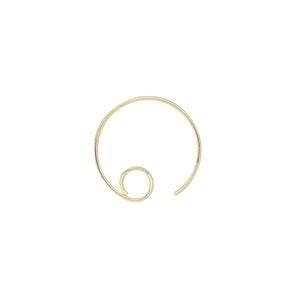 Ear wire 1pkg100 gold-plated, 16mm round / open loop, 22 gauge brass 50 pair