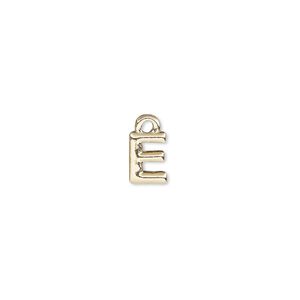 Charm, gold-finished "pewter" (zinc-based alloy), 7.5x5.5mm alphabet letter E. Sold per pkg of 2.
