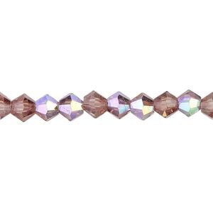 Bead 1pk transparent medium purple AB, Celestial Crystal&reg; 6mm bicone 15.5-16 inch
