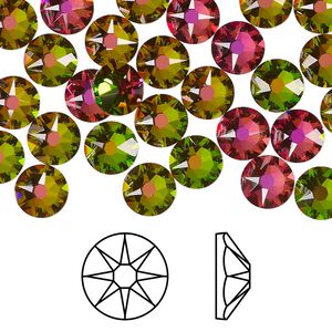 Flat back 144pk crystal vitrail medium foil back, Swarovski&reg; 7.07-7.27mm rose round SS34 2088