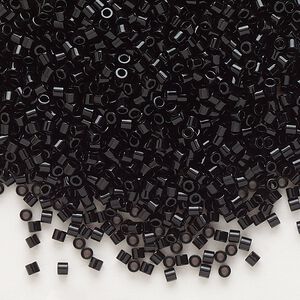 Seed bead, Delica&reg;, glass, pkg/7.5g, #15 round, opaque black (DBS-0010).