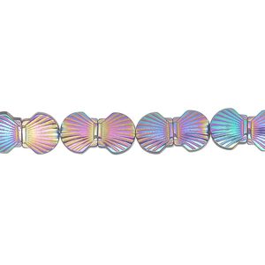 Hemalyke&trade; 1pkg1, electroplated clamshell bead 15.5-16 inch 7x6mm