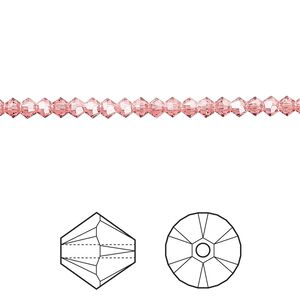 Bead 1440pk rose peach, Swarovski&reg; 3mm XILION bicone 5328