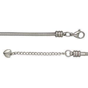 Chain 1pkg1 snake, 3.1mm / lobster claw clasp / fits 4-6mm hole, Dione&reg; stainless steel 24 inch