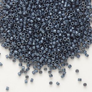 Seed bead, Delica&reg;, glass, pkg/250g, #11 round, opaque matte luster gunmetal (DB-0301).