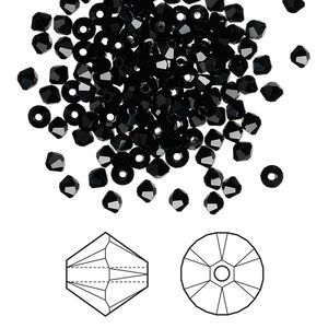 Bead 1440pk jet, Swarovski&reg; 3mm XILION bicone 5328