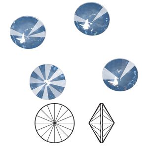 Chaton 4pk crystal denim ignite LacquerPRO, Crystal Passions&reg; 12mm rivoli 1122