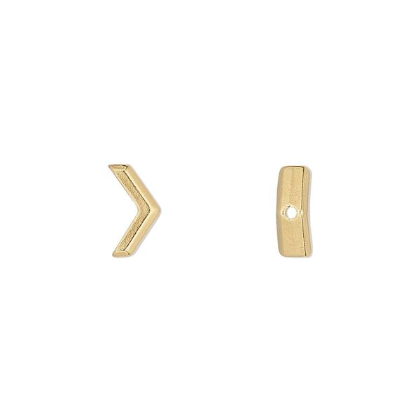 Bead, TierraCast&reg;, "Make a Statement" collection, gold-plated pewter (tin-based alloy), 10x5.5mm faceted chevron with geometry theme. Sold per pkg of 4. image number 0