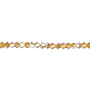 Bead 1pk 16 facets translucent gold AB, Celestial Crystal&reg; 3mm bicone 15.5-16 inch