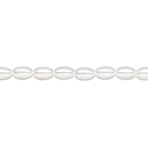 Pearl 1pk white, Celestial Crystal&reg; 6x4mm rice 15.5-16 inch