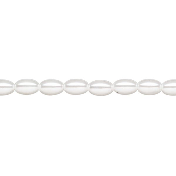 Pearl 1pk white, Celestial Crystal&reg; 6x4mm rice 15.5-16 inch image number 0