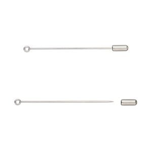 Hat pin 1pkg6 stainless steel, 2.5 inch / 10x4mm clutch / 1 loop, 18 gauge silicone white