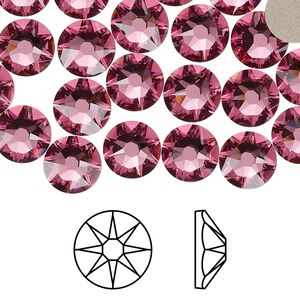 Flat back 144pk rose foil back, Swarovski&reg; 8.412-8.672mm rose round SS40 2088