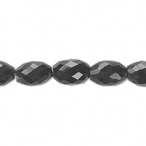 Black onyx 1pkg10, hand-cut faceted oval bead 11x8mm