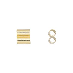 Bead 1pkg10 gold-finished, 8.5x8mm double tube, brass