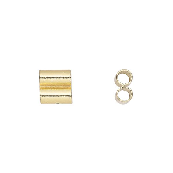 Bead 1pkg10 gold-finished, 8.5x8mm double tube, brass image number 0