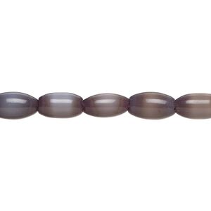 Bead, fiber optic glass, pkg/14 inch, opaque dark purple, 10x5mm center-drilled oval.